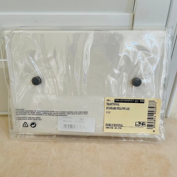 FRETTE Standard Pillow SHAM 1x Ivory Celestial 20"x32" 100% Cotton Portugal NEW - Picture 3 of 8